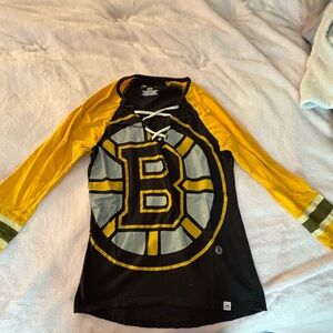 Majestic Girls' Black & Gold Lace-Up Long Sleeve Hockey Top